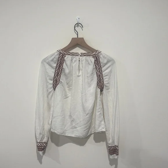 • Faherty • Women’s Arles Embroidered Top White and Brown Medium - Picture 5 of 5